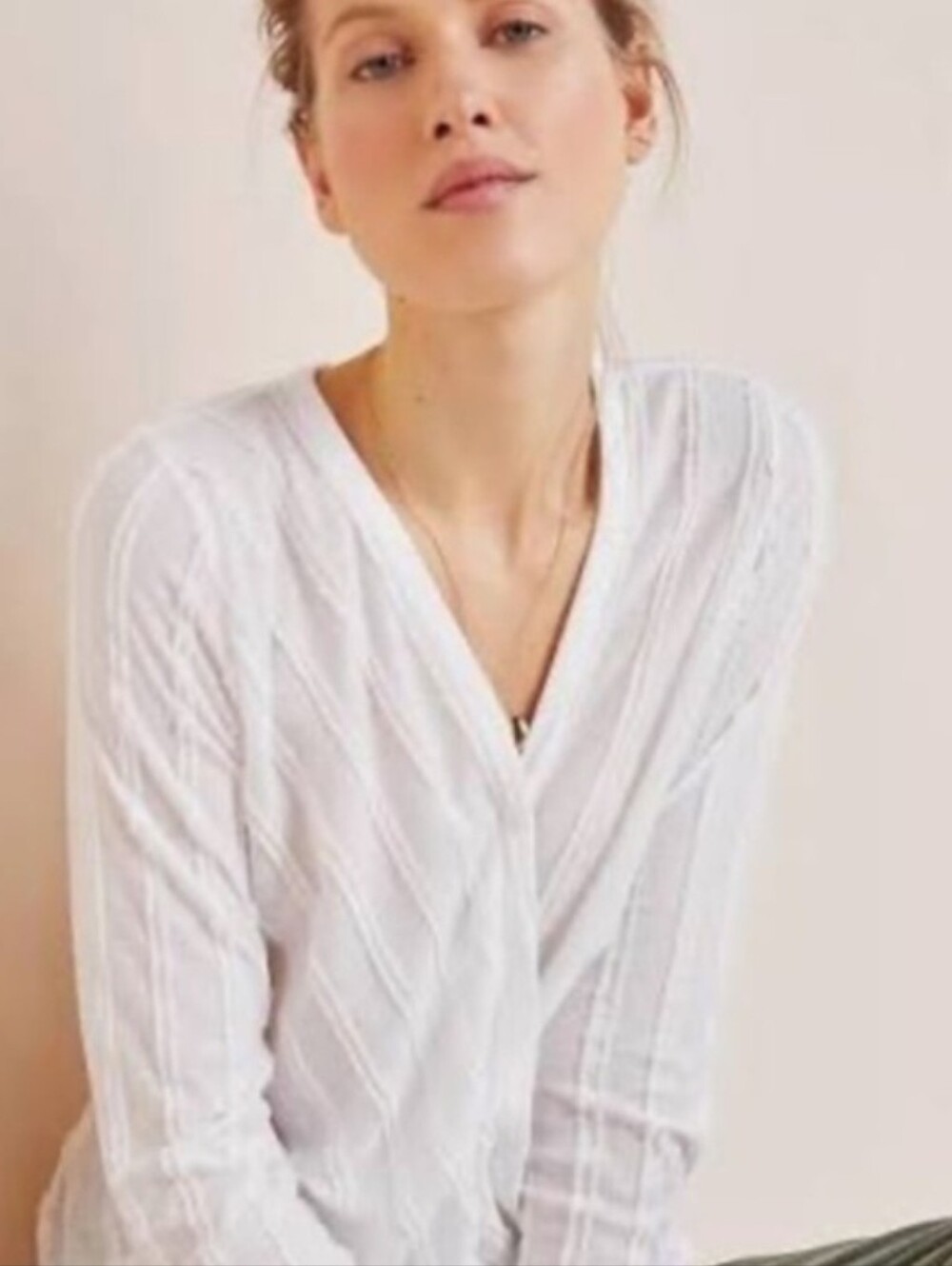 Maeve by Anthropologie Textured White Blouse Size Large Like New